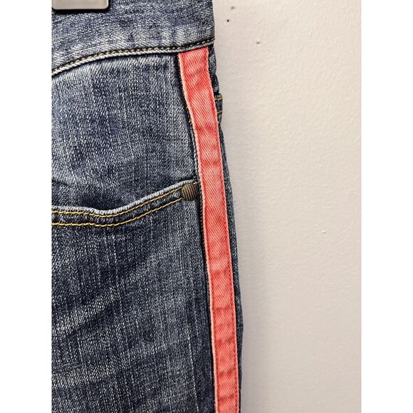 Cabi Jeans Womens 6 Dark Wash Denim Johnny Crop Tuxedo Red Side Stripe #327 - Picture 6 of 6